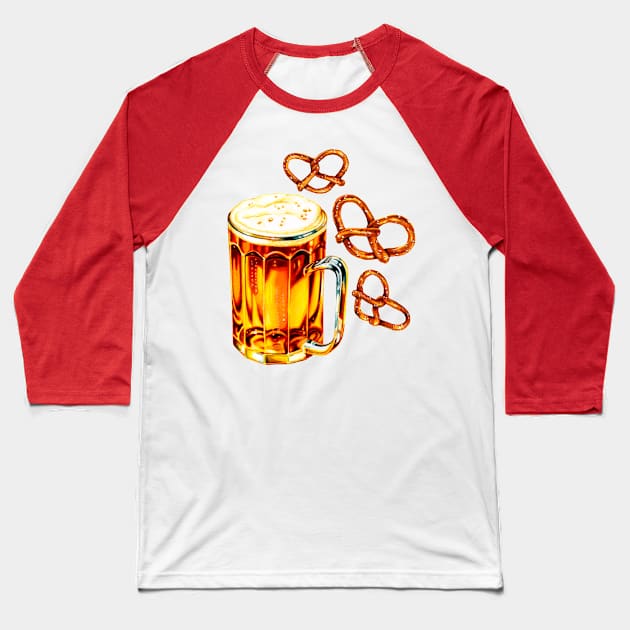Beer Pretzels Baseball T-Shirt by KellyGilleran